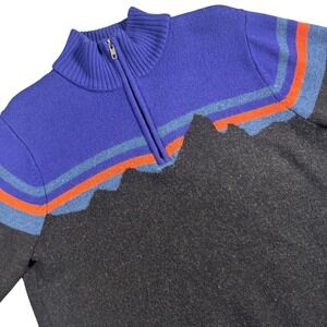 Patagonia Fitz Roy Mountain Design 1/4 Zip Sweater Mens L Merino Wool Pullover